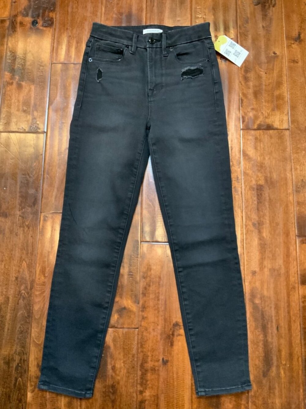 Good American Black Good Waist Crop Distressed Jeans, Size 2 (US)